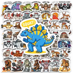 Autocollants de Fitness d'Animaux Musclés Drôles PVC Imperméable Stickers pour Bouteille d'Eau Ordinateur DIY Décoratifs