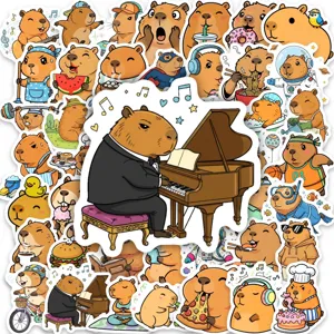 Cute Capybara Stickers Cartoon Waterproof PVC Graffiti Stickers For Laptop Suitcase Water Bottle Notebook Aesthetic Animal Decals