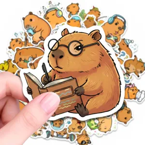 Cute capybara waterproof stickers 50pcs pack aesthetic cartoon animal decal for laptop luggage