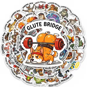 Lot de stickers animaux de fitness rigolos, autocollants en vinyle imperméables pour gourdes.