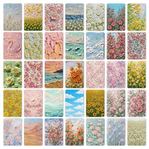36 pzas tarjetas de arte estilo pintura al óleo, postales de flores plantas de primavera para diario.
