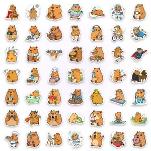 Cute capybara stickers set funny cartoon animal graffiti decal for laptop luggage 50pcs