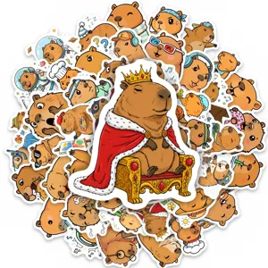 50pcs cute capybara stickers pack, waterproof vinyl graffiti decals for laptop luggage.