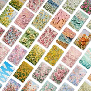 Hermosas tarjetas florales de pintura al óleo texturizada, postales botánicas de primavera.