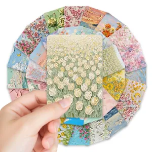 36 piezas flores de primavera estilo pintura al óleo tarjetas decorativas diario postales