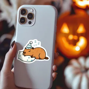 Cute capybara sleeping sticker for phone case, laptop and luggage decoration waterproof