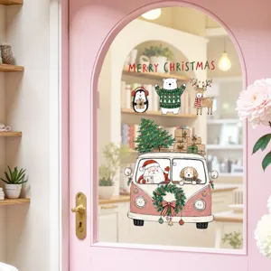 Weihnachten statischer Fensteraufkleber süßer Weihnachtsmann Urlaub Glas Tür Deko Wandtattoo