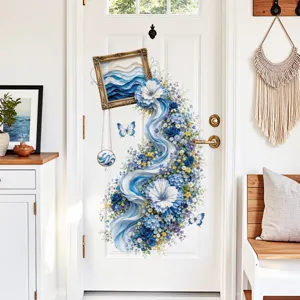 Blue Rose Photo Frame Flower Waterfall Wall Sticker Room Door Floral Aesthetic Decor