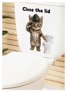 Adhésif imperméable pour abattant de WC chat mignon autocollant mural drôle salle de bain