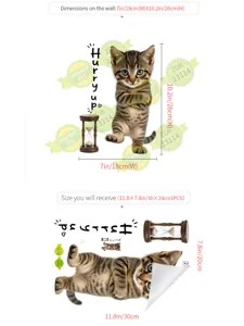 Joli autocollant mural pour abattant de WC chat mignon amovible en PVC décoration de salle de bain