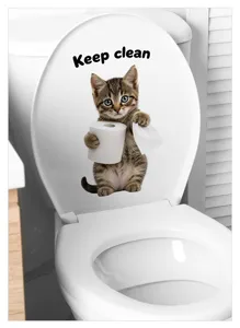 autocollant de siège de toilette chat mignon amovible drôle chaton décoration de salle de bain