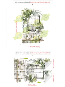 Autocollant mural pour salon avec motif de vigne de fleurs et de chat decoratif.