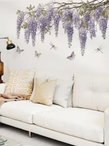 Wisteria flower wall sticker floral branch home decor for bedroom living room background