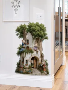 Wald Baumhaus Wandaufkleber, süße Tier Ecke Wandbild für Flur und Schlafzimmer Dekoration.
