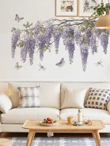 Spring wisteria flower wall sticker peel and stick vinyl decal for bedroom living room decor
