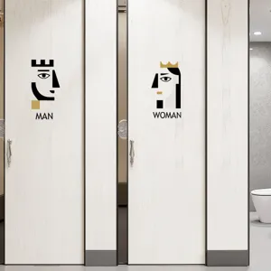 Μοντέρνα μινιμαλιστική αυτοκόλλητη σήμανση πόρτας τουαλέτας για διακόσμηση μπάνιου