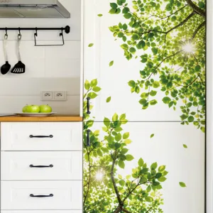Green tree leaves refrigerator sticker wall mural removable wallpaper for home decor