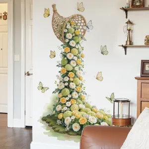 Fuelleoese Blume Rosen Wandtattoo fuer Wohnzimmer Sofa Hintergrund Deko Sticker