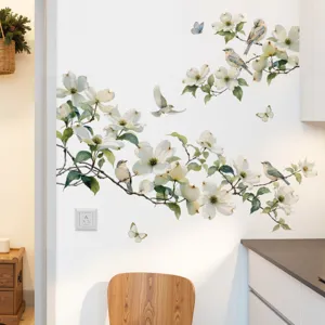 Image principale de sticker mural floral et oiseaux pour la maison, arbre décoratif.