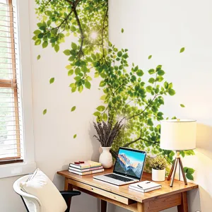 Green Tree Wall Sticker Peel and Stick Leaf Mural Wallpaper for Living Room Home Office Decor