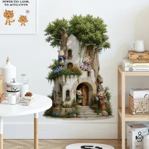 Wald Baumhaus Wandaufkleber süße Maus Wandbild abnehmbar Vinyl Kinderzimmer Deko Kunst