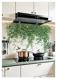 Autocollant mural de vigne de plante verte amovible peinture murale florale pour cuisine.