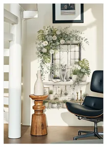 Vue détaillée de l'autocollant mural élégant de vigne de fenêtre pour la décoration.