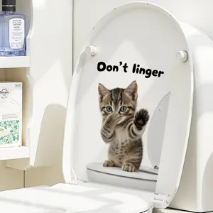 Sticker abattant WC chat dessin anime mignon chaton decoration salle de bain neuf