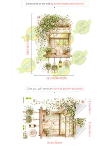 Autocollant mural chat fleur de vigne de rebord de fenêtre PVC imperméable décor maison