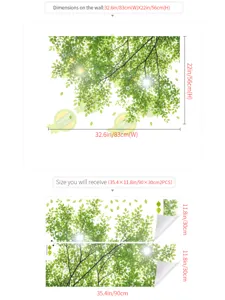 Green leaves wall sticker removable PVC window sticker for home and office decoration