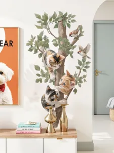 Adhesivo de pared de gato trepador arbol calcomania removible decoracion hogar habitacion