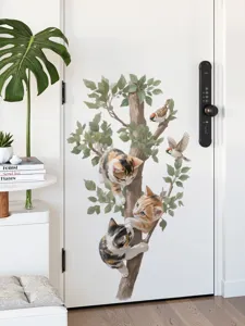 Lindo gato trepa arbol pegatina de pared papel pintado decorativo para dormitorio tienda