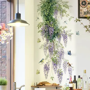 Wisteria muursticker bloem behang muurdecoratie voor woonkamer slaapkamer gang achtergrond