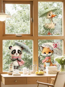 Lindos pegatinas de ventana de panda y pato, calcomanías de vidrio de doble cara deco.