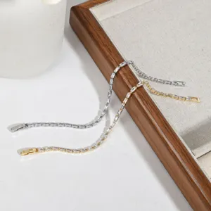 Braccialetti tennis minimalisti in rame placcato oro e argento con pietre di zircone