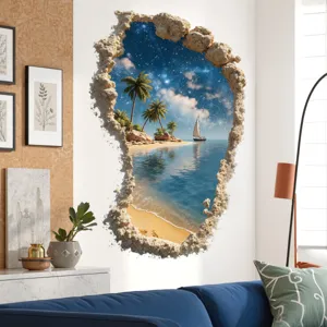 3D wall sticker beach ocean view removable wallpaper mural for living room bedroom home decor