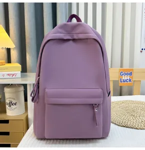 Minimalistischer lila leichter Canvas-Rucksack für Damen und Studenten großer Schulranzen