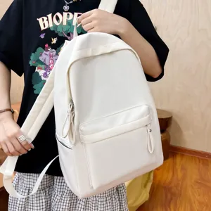 Minimalistischer weißer Canvas-Rucksack mit großer Kapazität für Frauen