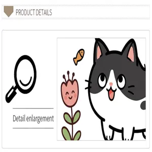 Detail view of cartoon cat glass wall sticker, UV printed electrostatic sticker for bathroom door.