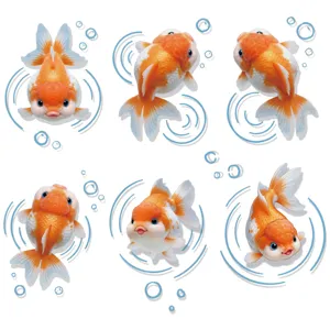 Jolis autocollants muraux de poisson-rouge étanches en vinyle pour miroir de salle de bain.