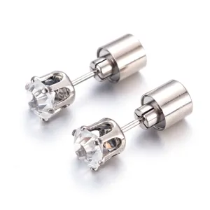 LED leuchtende Ohrstecker mit klarem Zirkon Kristall und Metall zylindrischer Rückseite für Partys.