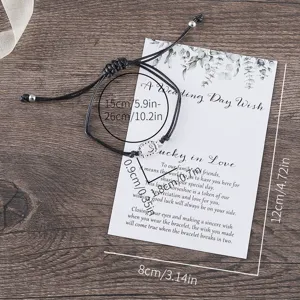 Handgemaakte gevlochten gelukshoefijzer armband met wenskaart, verstelbaar voorcadeau.
