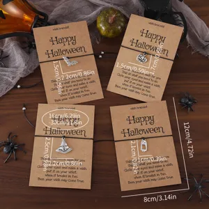 Halloween handgemachte gewebte Wunscharmband Set mit Kürbis Geist Metall Anhänger