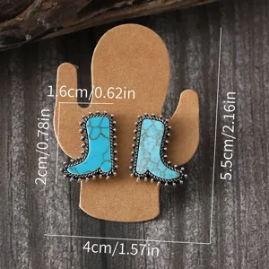 Türkis Cowboy Stiefel Ohrringe Western Mode Schmuck antike Silber Optik Damen Ohrschmuck