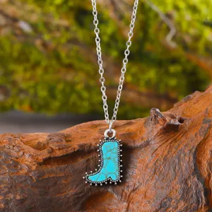 Türkis Stiefel Anhänger Halskette Legierung Silber Kette Modeschmuck Hauptbild Präsentation