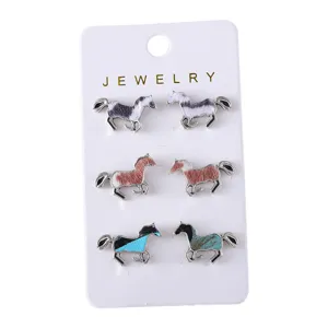 Ensemble de boucles d'oreilles clous cheval animaux mode bijoux en alliage pour femme
