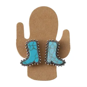 Türkis Westliche Stiefel Ohrringe Legierung Kaktus Karte Display Schmuck Boho Mode Geschenk