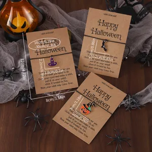 Halloween gewebtes Armband mit Kürbis und Fledermaus Anhängern für Party und Kostüm.