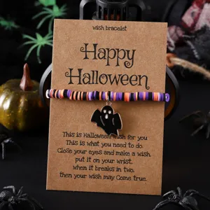 Halloween Geist Perlen Armband mit Wunschkarte, süßes Urlaubsgeschenk Schmuckstück.