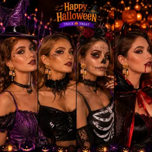 Σκουλαρίκια κρεμαστά κολοκύθα Halloween στρασάτα μακριά χάντρες αστεία για γυναικείο πάρτι